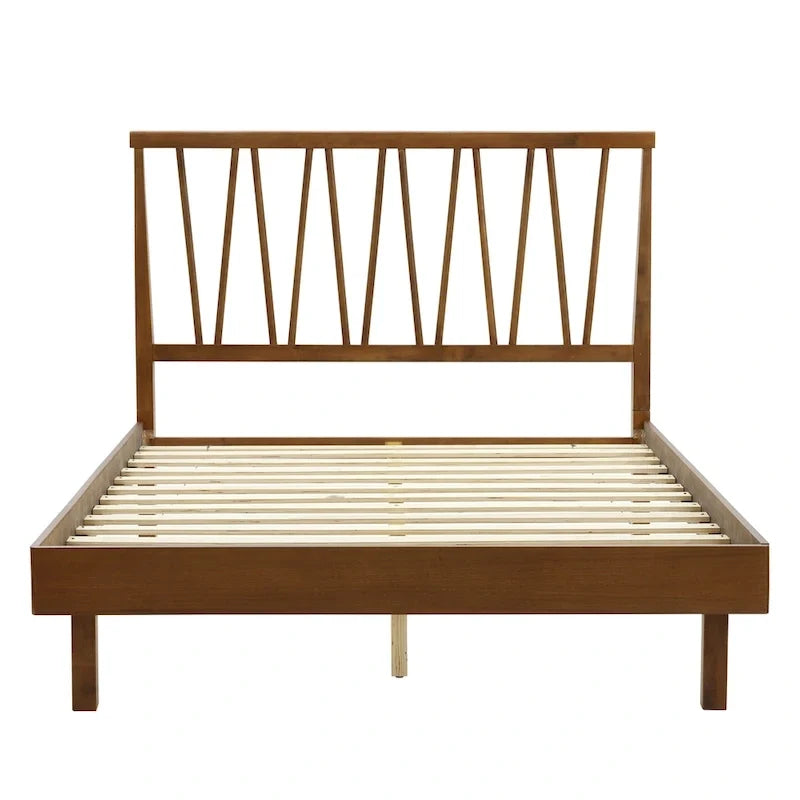 Wood V-Open Panel Headboard and Frame Platform Bed