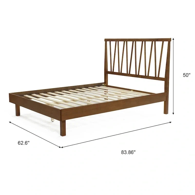 Wood V-Open Panel Headboard and Frame Platform Bed