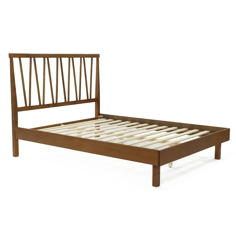 Wood V-Open Panel Headboard and Frame Platform Bed