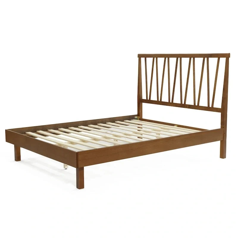 Wood V-Open Panel Headboard and Frame Platform Bed