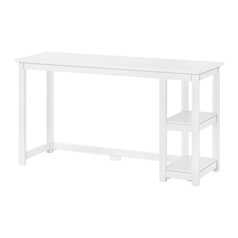 Escritorio sencillo para computadora con estante de almacenamiento lateral, mesa de madera para escribir y estudiar en casa o la oficina