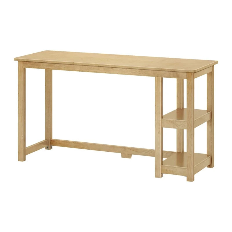 Escritorio sencillo para computadora con estante de almacenamiento lateral, mesa de madera para escribir y estudiar en casa o la oficina