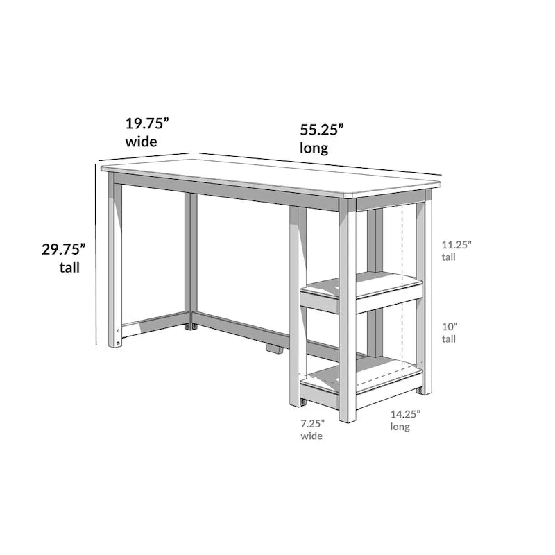 Escritorio sencillo para computadora con estante de almacenamiento lateral, mesa de madera para escribir y estudiar en casa o la oficina