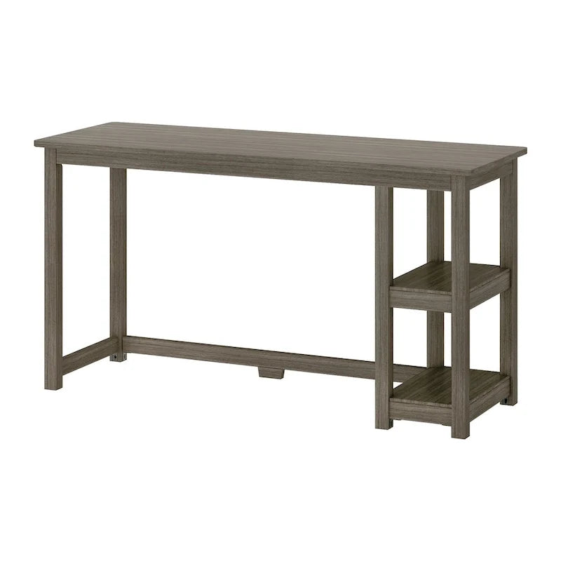 Escritorio sencillo para computadora con estante de almacenamiento lateral, mesa de madera para escribir y estudiar en casa o la oficina