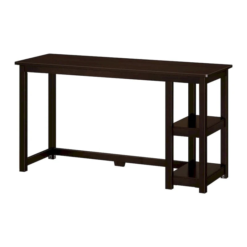 Escritorio sencillo para computadora con estante de almacenamiento lateral, mesa de madera para escribir y estudiar en casa o la oficina