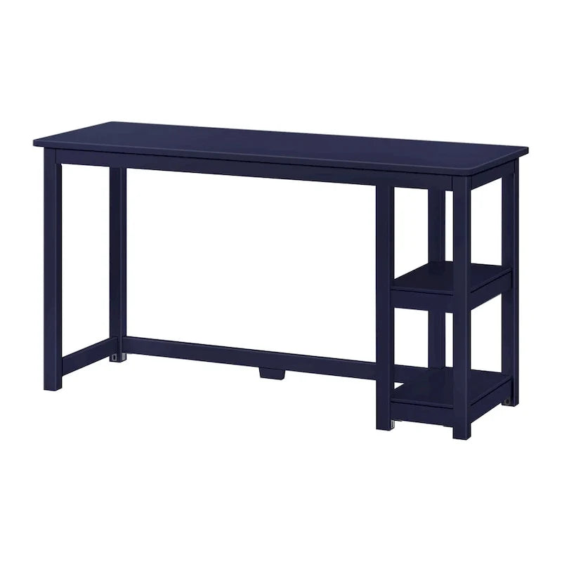Escritorio sencillo para computadora con estante de almacenamiento lateral, mesa de madera para escribir y estudiar en casa o la oficina