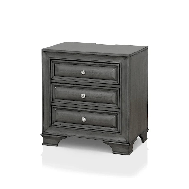 Traditional Wooden Three-Drawer Bedside Table