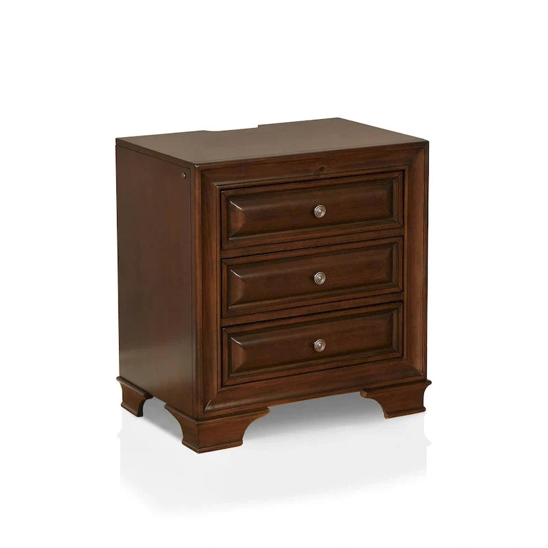 Traditional Wooden Three-Drawer Bedside Table
