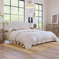 Upholstered Bed with Saddle Curved Headboard King