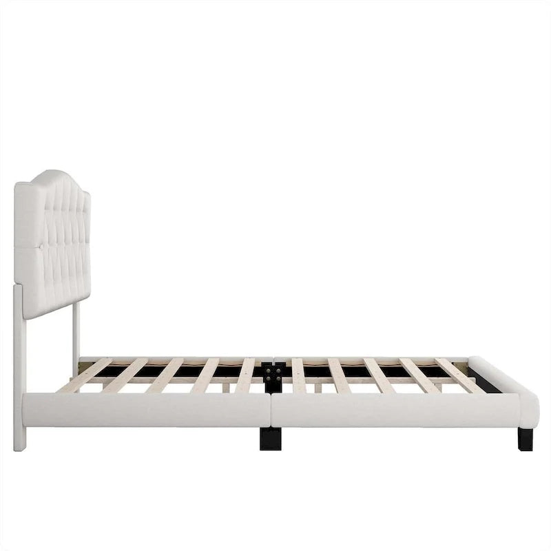 Upholstered Bed with Saddle Curved Headboard King