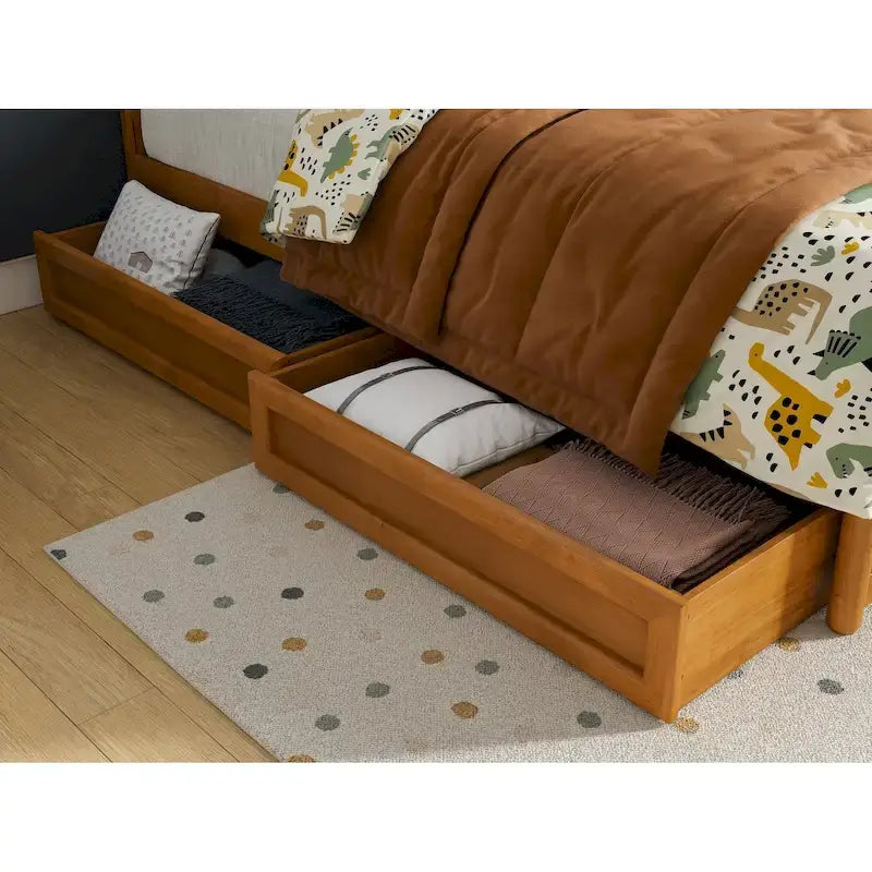 Cajones de almacenamiento bajo la cama para camas Twin-Full, estilo moderno de mediados de siglo