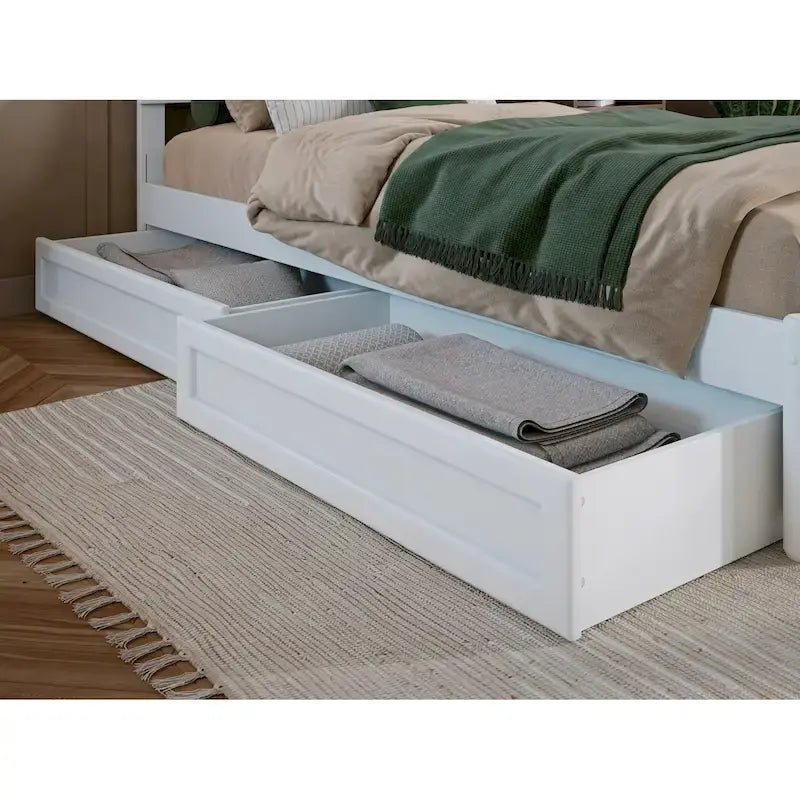 Cajones de almacenamiento bajo la cama para camas Twin-Full, estilo moderno de mediados de siglo