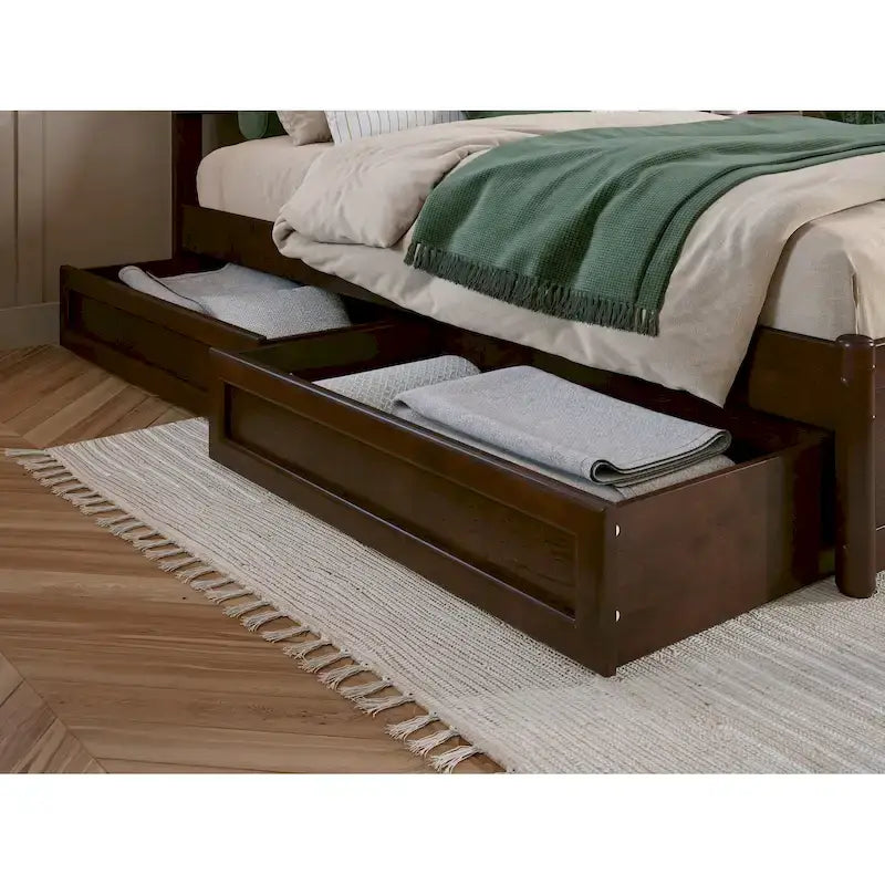 Cajones de almacenamiento bajo la cama para camas Twin-Full, estilo moderno de mediados de siglo