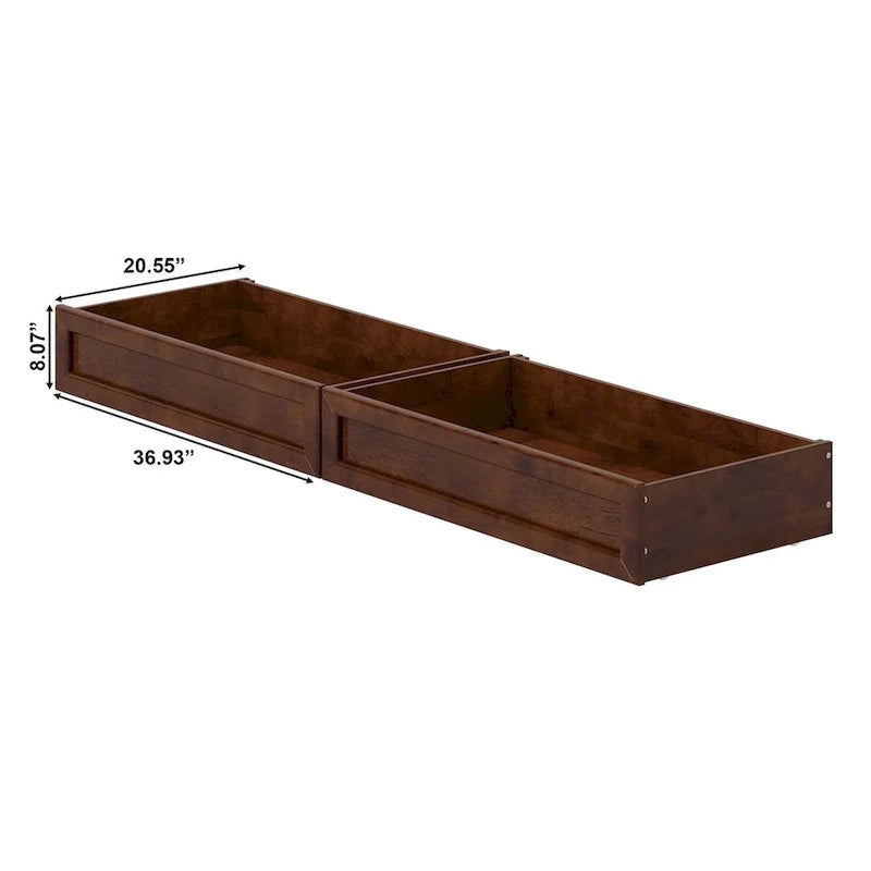 Cajones de almacenamiento bajo la cama para camas Twin-Full, estilo moderno de mediados de siglo
