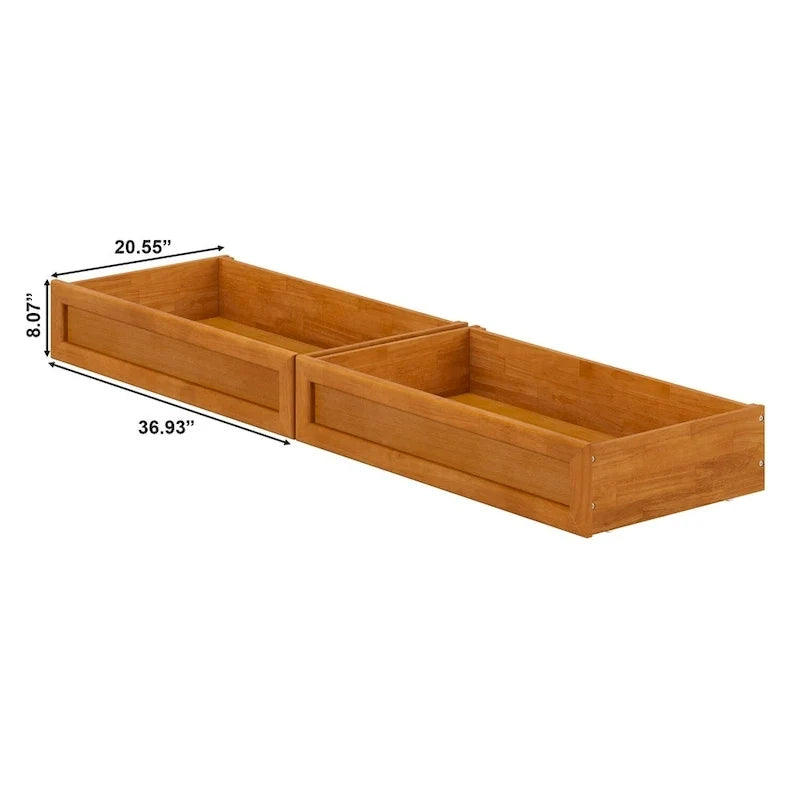 Cajones de almacenamiento bajo la cama para camas Twin-Full, estilo moderno de mediados de siglo