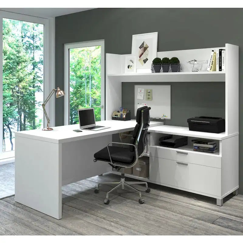Pro-Linea L-Desk with Open hutch