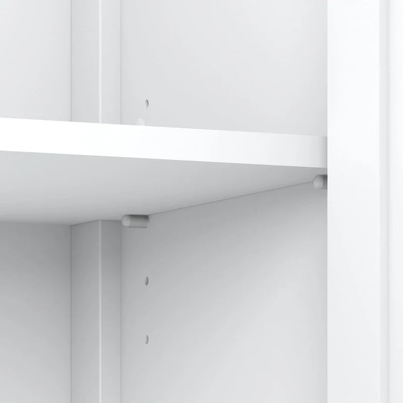 Bücherregal mit offenen Fächern und Türen, Vitrinenschrank im Landhausstil fürs Wohnzimmer