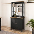 Bücherregal mit offenen Fächern und Türen, Vitrinenschrank im Landhausstil fürs Wohnzimmer