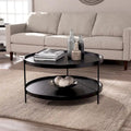 Runder Couchtisch aus Holz mit Maserung im Mid-Century-Modern-Stil und zwei Ebenen