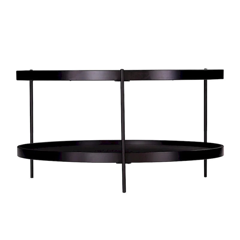 Runder Couchtisch aus Holz mit Maserung im Mid-Century-Modern-Stil und zwei Ebenen
