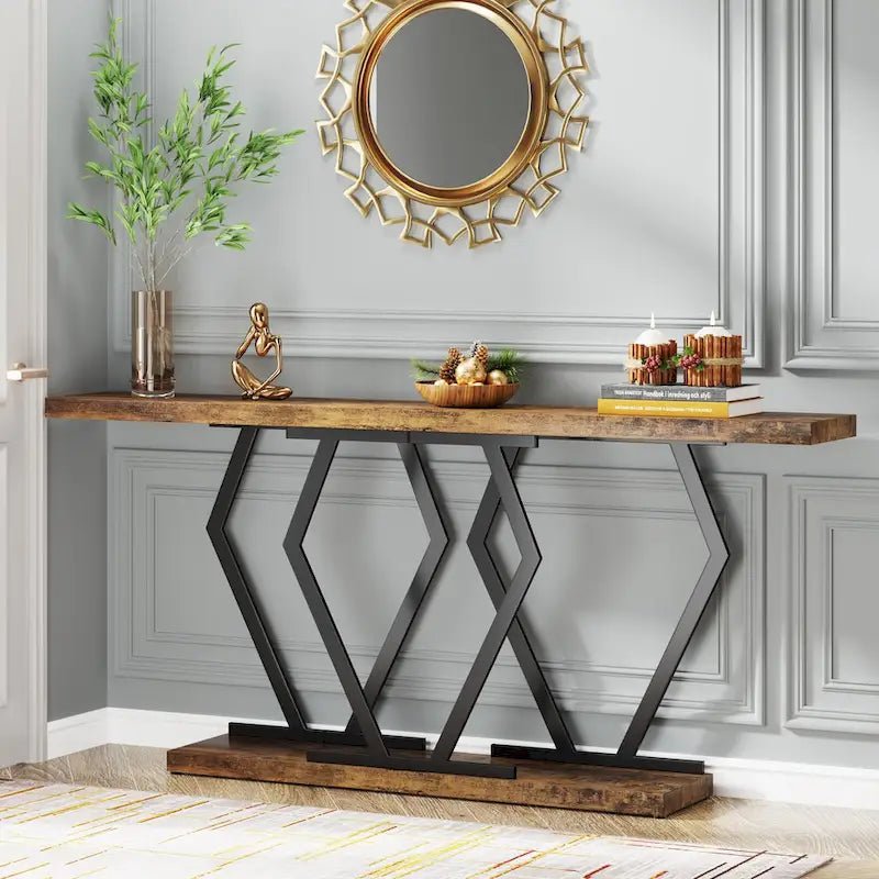 70.9 Inch Long Sofa Console Table for Entryway,Modern Hallway Accent Tables with Stylish Metal Legs