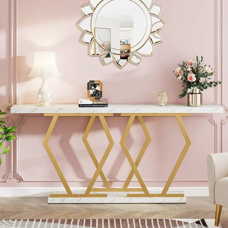 Consola larga para sofá, para entrada y pasillo, mesas decorativas