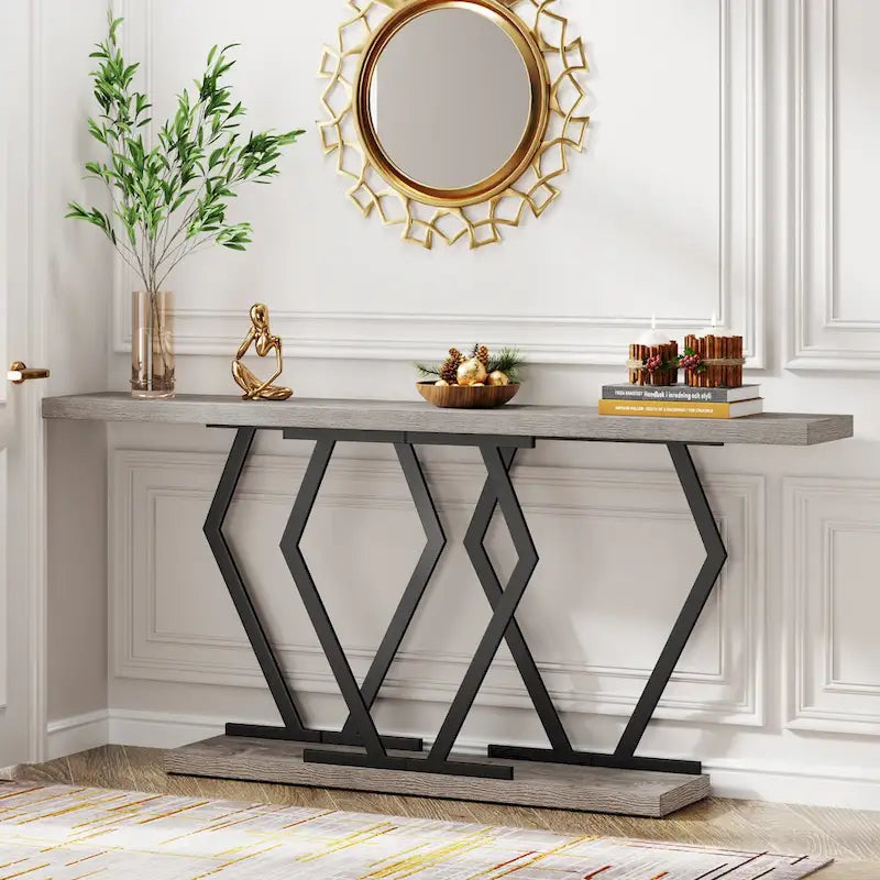 Consola larga para sofá, para entrada y pasillo, mesas decorativas