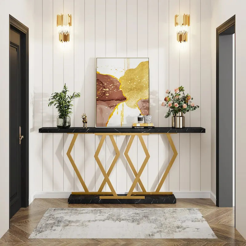 Consola larga para sofá, para entrada y pasillo, mesas decorativas