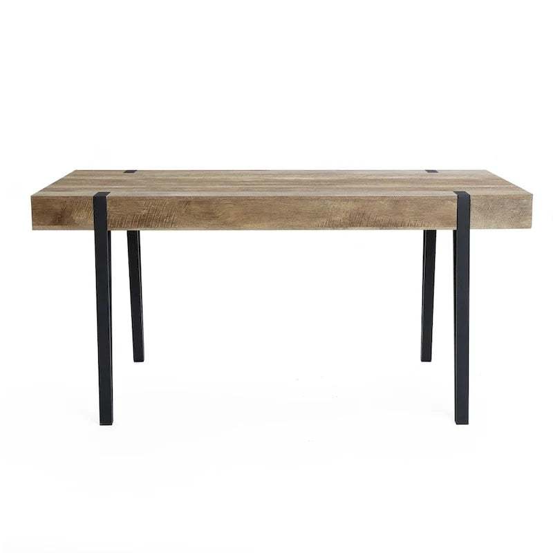 Table de salle à manger pour 6 personnes avec pieds en métal noir