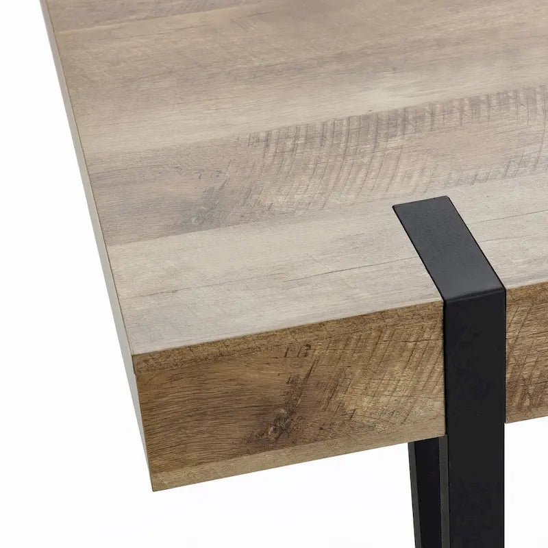 Table de salle à manger pour 6 personnes avec pieds en métal noir
