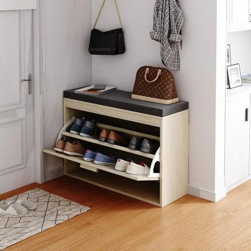 Banc d’entrée avec range-chaussures en rotin