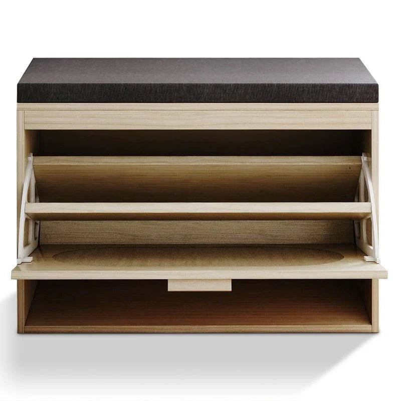 Banc d’entrée avec range-chaussures en rotin