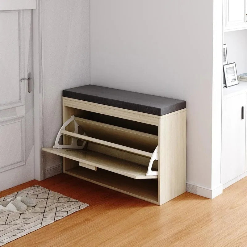 Banc d’entrée avec range-chaussures en rotin