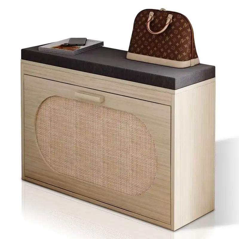 Banc d’entrée avec range-chaussures en rotin