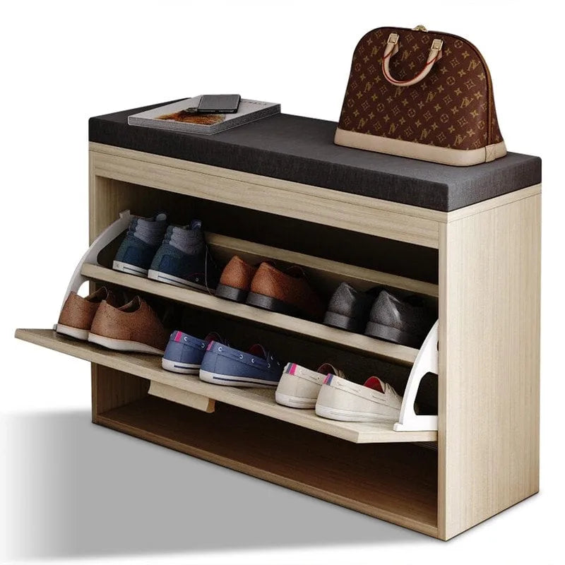 Banc d’entrée avec range-chaussures en rotin