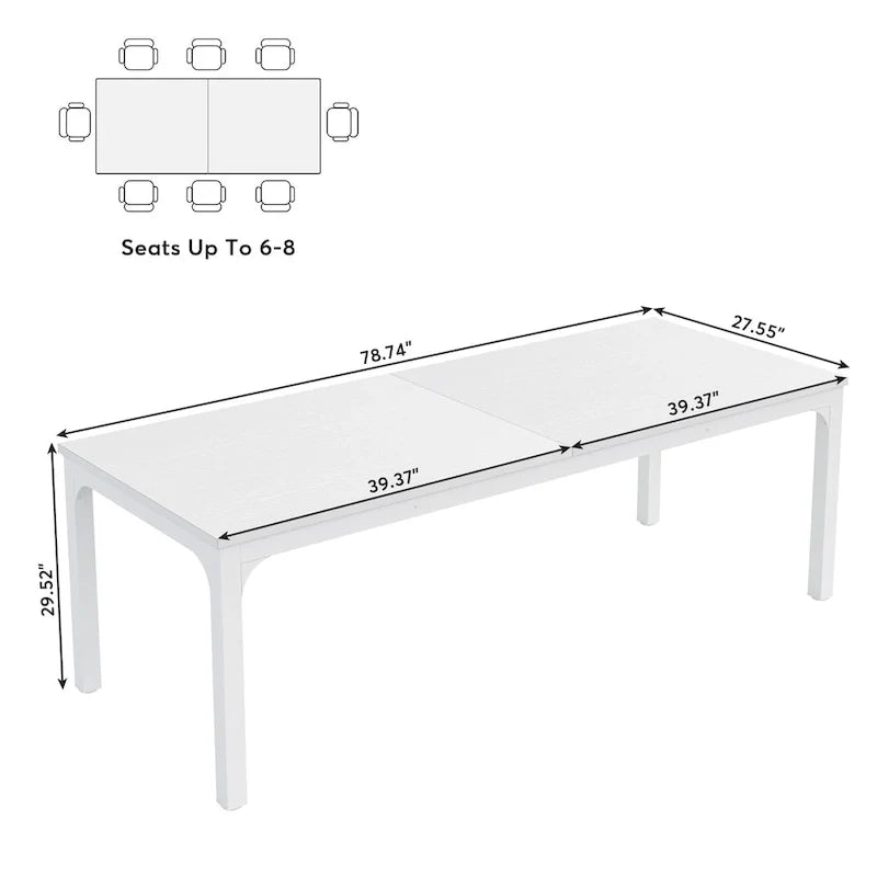 Mesa de comedor rectangular con estructura robusta