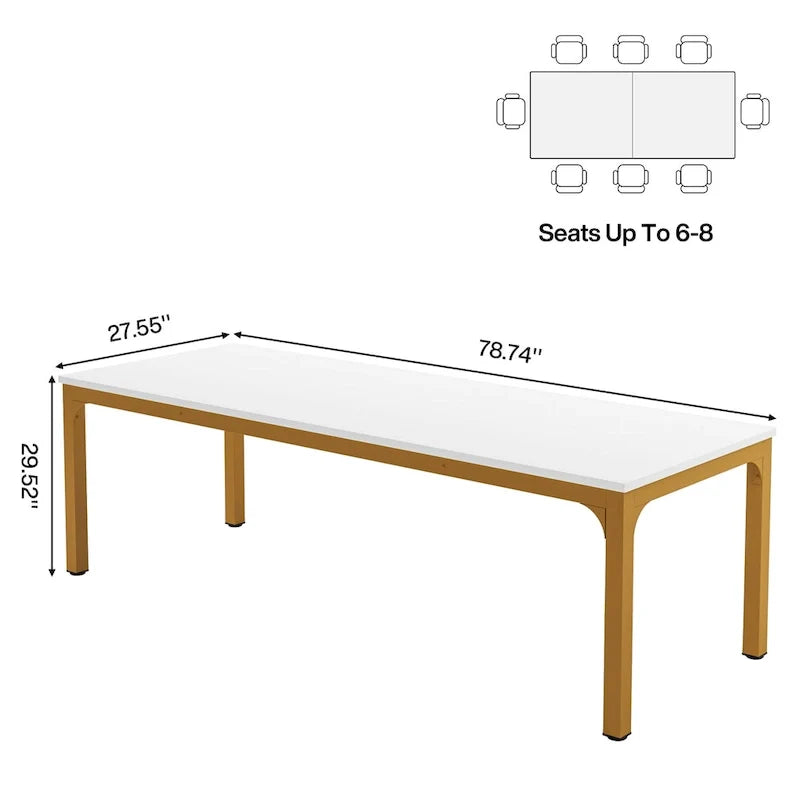 Mesa de comedor rectangular con estructura robusta