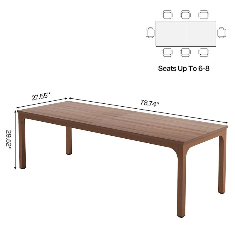 Mesa de comedor rectangular con estructura robusta