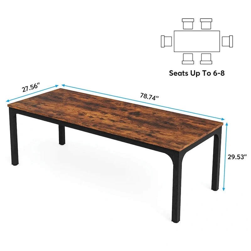 Mesa de comedor rectangular con estructura robusta