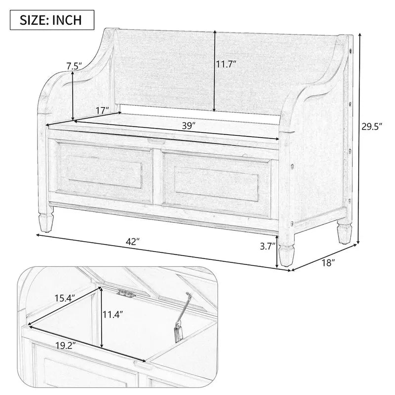 Rangement multifonctionnel en bois massif pour entrée