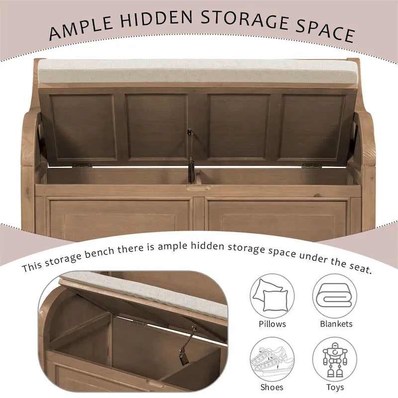 Rangement multifonctionnel en bois massif pour entrée