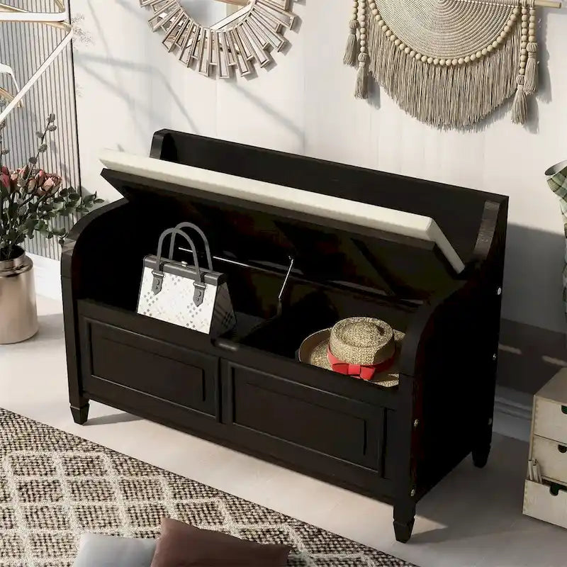Rangement multifonctionnel en bois massif pour entrée