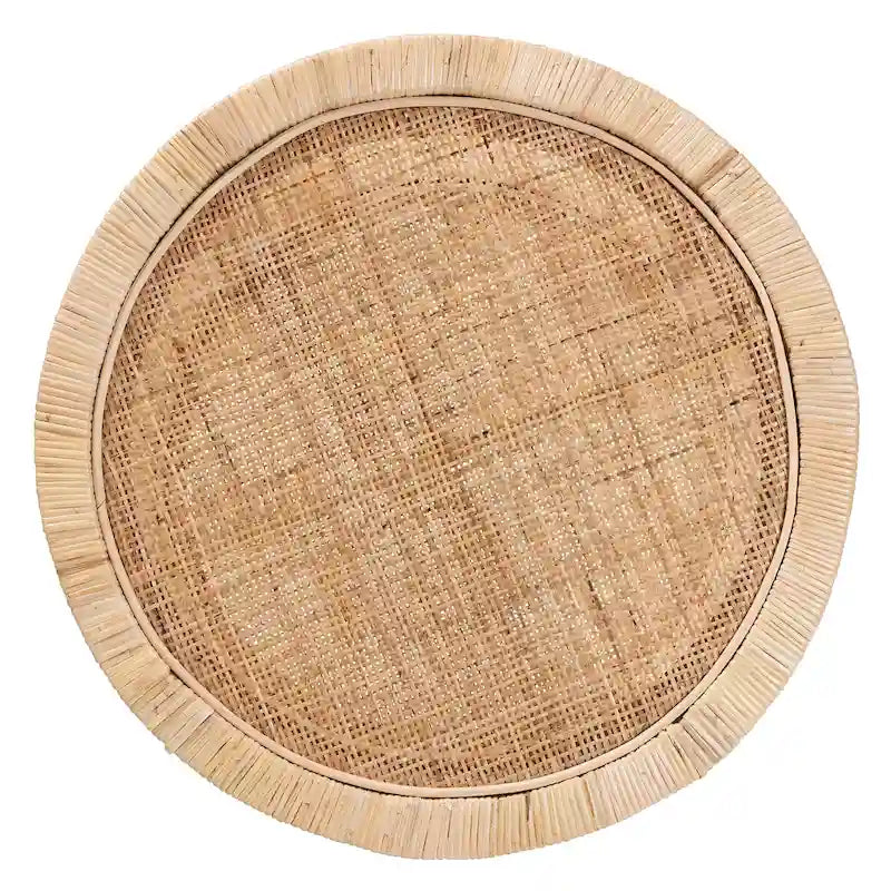 Natural Brown Mahogany Wood and Natural Rattan