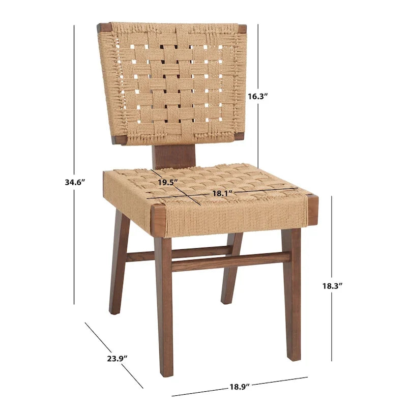 Esszimmerstühle aus geflochtenem Seil, handgeflochtene Polsterstühle mit Holzgestell