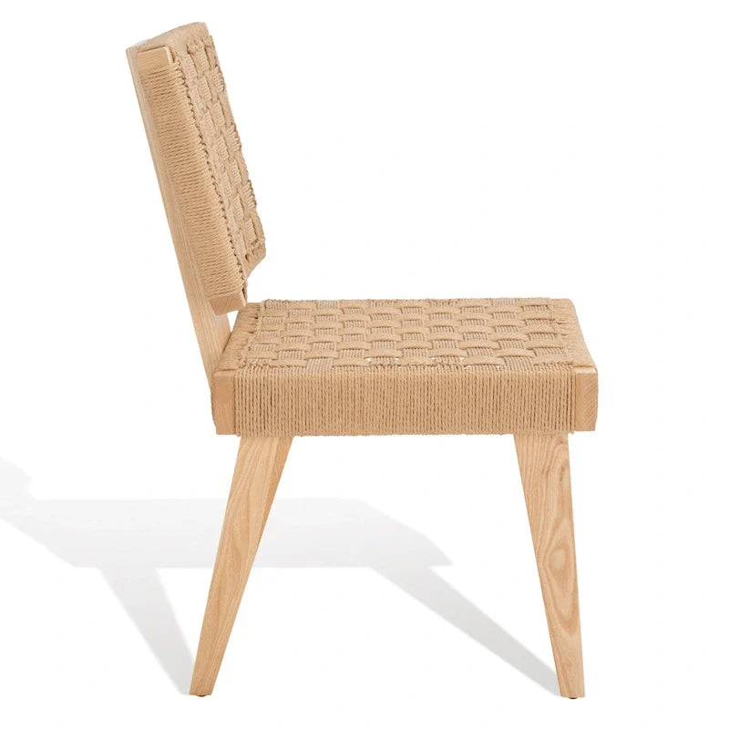 Esszimmerstühle aus geflochtenem Seil, handgeflochtene Polsterstühle mit Holzgestell