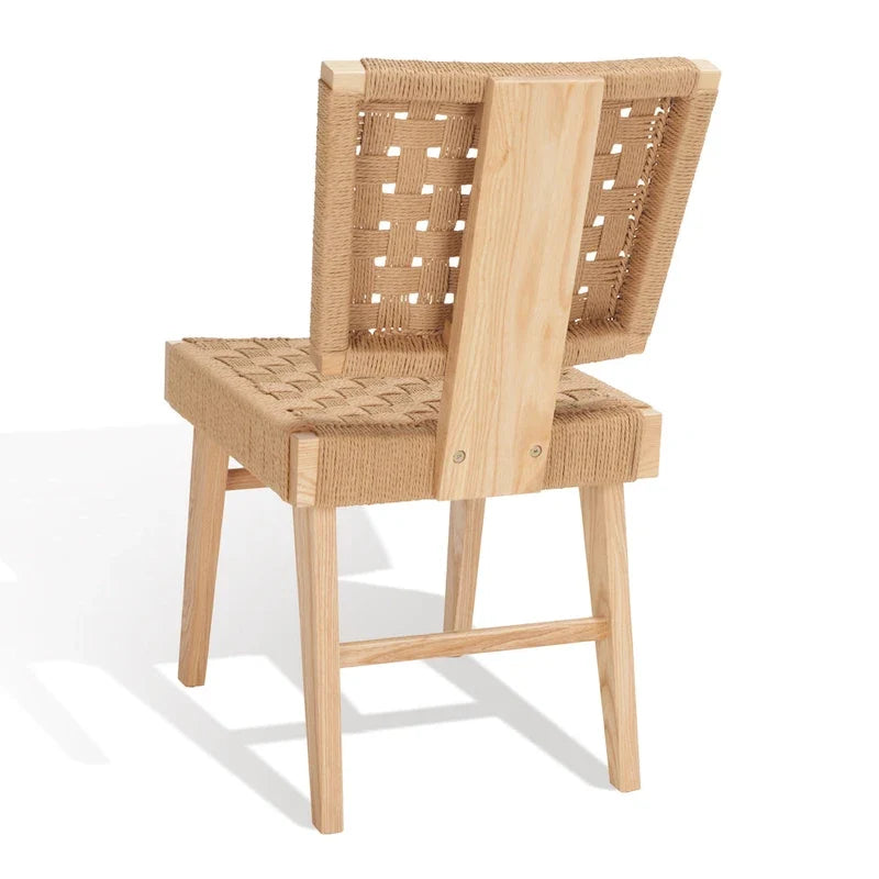 Esszimmerstühle aus geflochtenem Seil, handgeflochtene Polsterstühle mit Holzgestell