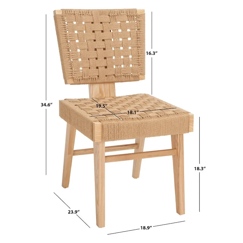 Esszimmerstühle aus geflochtenem Seil, handgeflochtene Polsterstühle mit Holzgestell