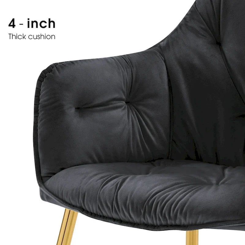 Polstersessel aus Samt, Loungesessel mit Knopfheftung und goldenen Metallbeinen