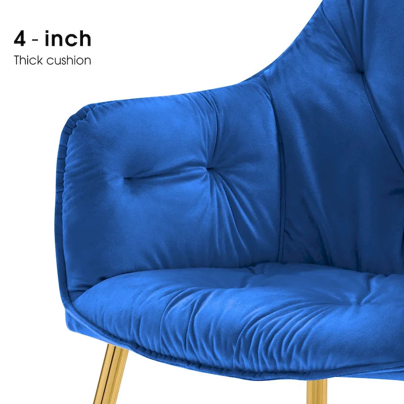 Polstersessel aus Samt, Loungesessel mit Knopfheftung und goldenen Metallbeinen