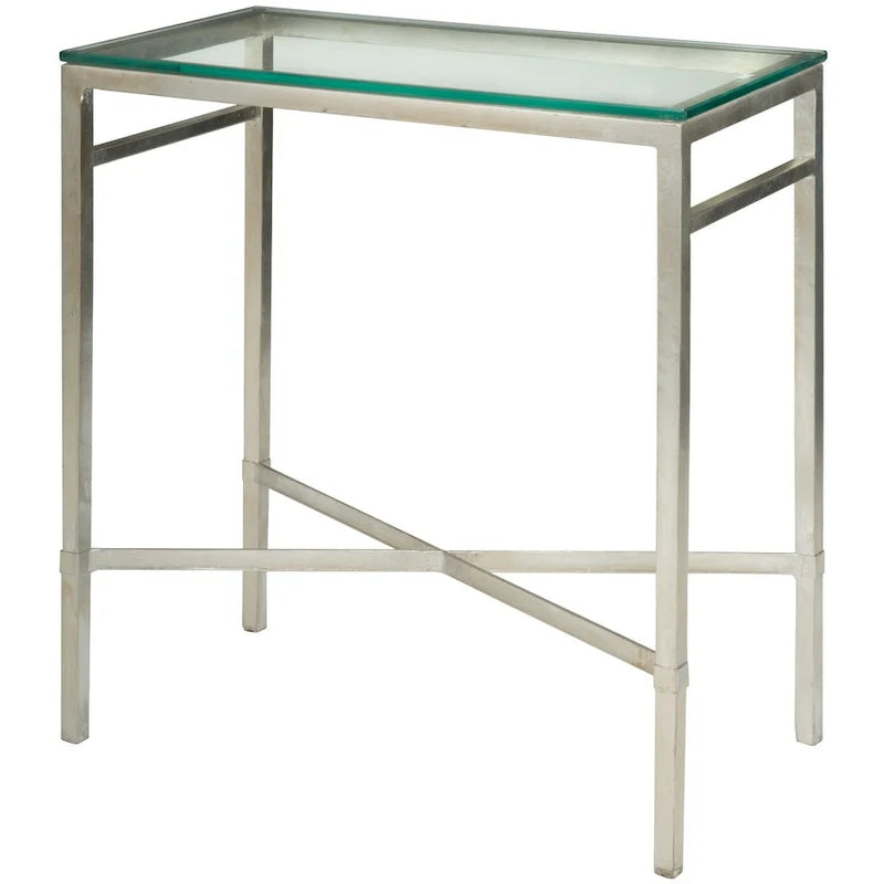 Beistelltisch mit goldenem Metallgestell und Glasplatte, moderner transparenter Glastisch fürs Wohnzimmer